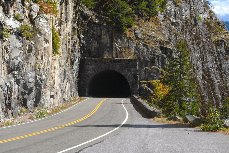 One of the tunnels on the way to Packwood from the Mount Rainier park.